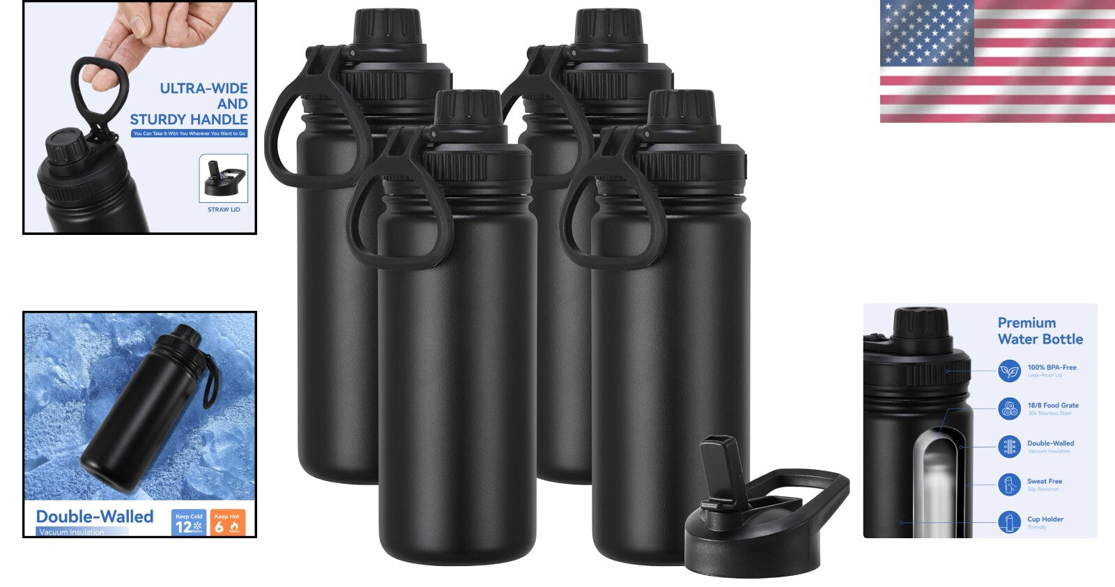 16oz Leakproof Kids Water Bottle - Insulated Stainless Steel for Active Kids