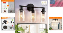 Load image into Gallery viewer, 3-Light Modern Vanity Fixtures - Matte Black Wall Lamp with Bubbled Glass Shades