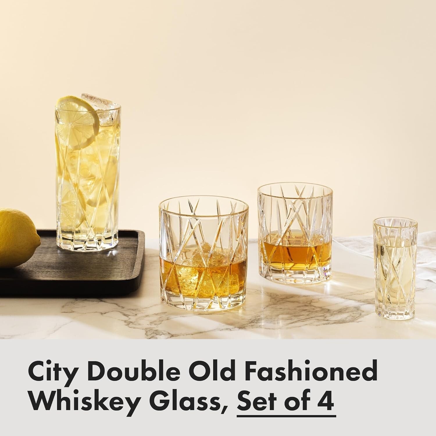 Elegant Dishwasher Safe Crystal Whiskey Glass Set - 11 Oz. Capacity, 4-Piece