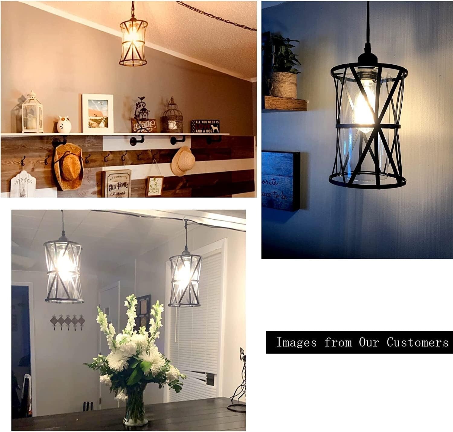 Elegant Farmhouse Plug-in Hanging Light for Dining Room & Kitchen - Dimmable