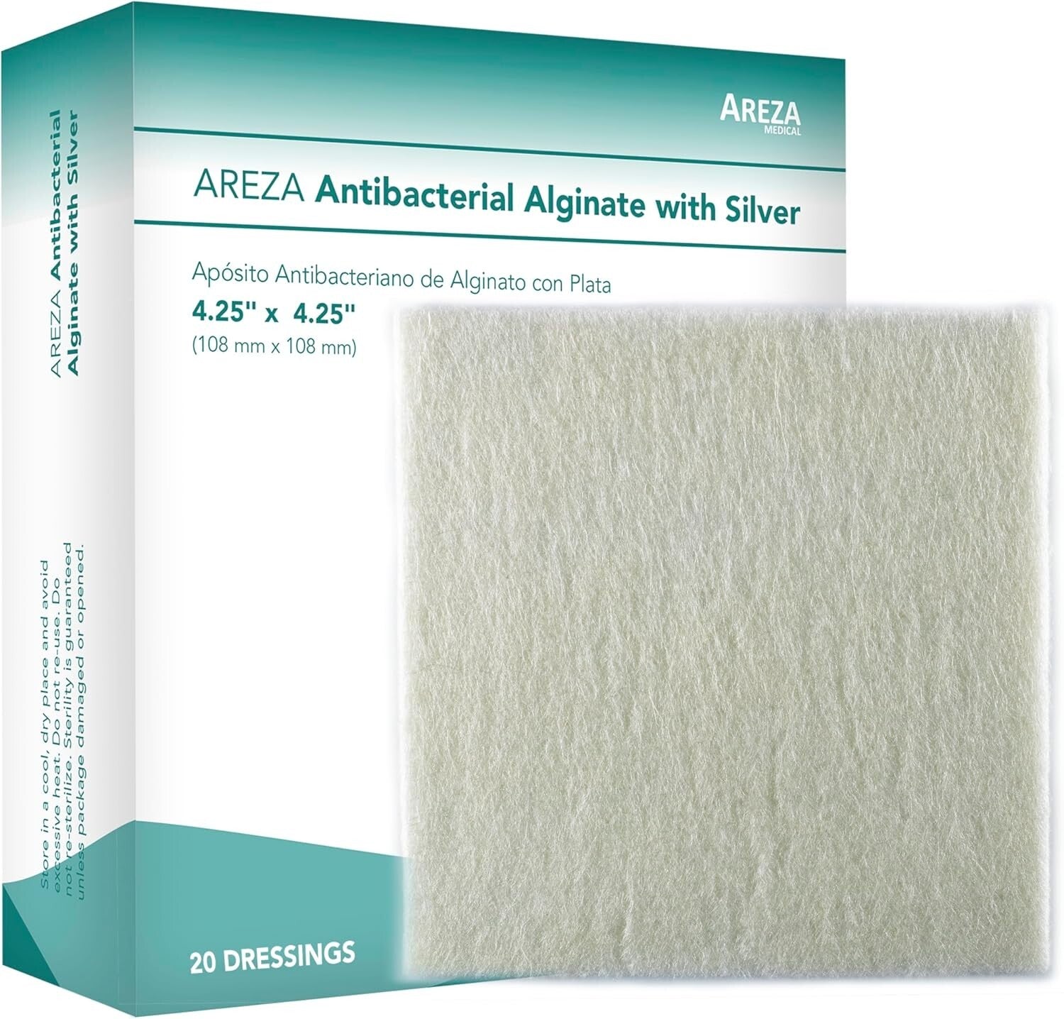 Individually Packaged Silver Alginate Wound Dressings - 20 Count, 4.25" x 4.25"