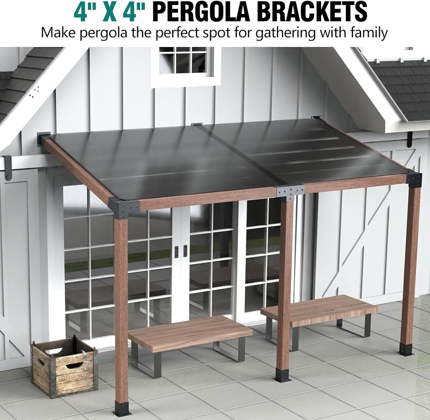 2 Pack Woodworks 15° 3-Way Corner Pergola Brackets - Quick Installation Kit
