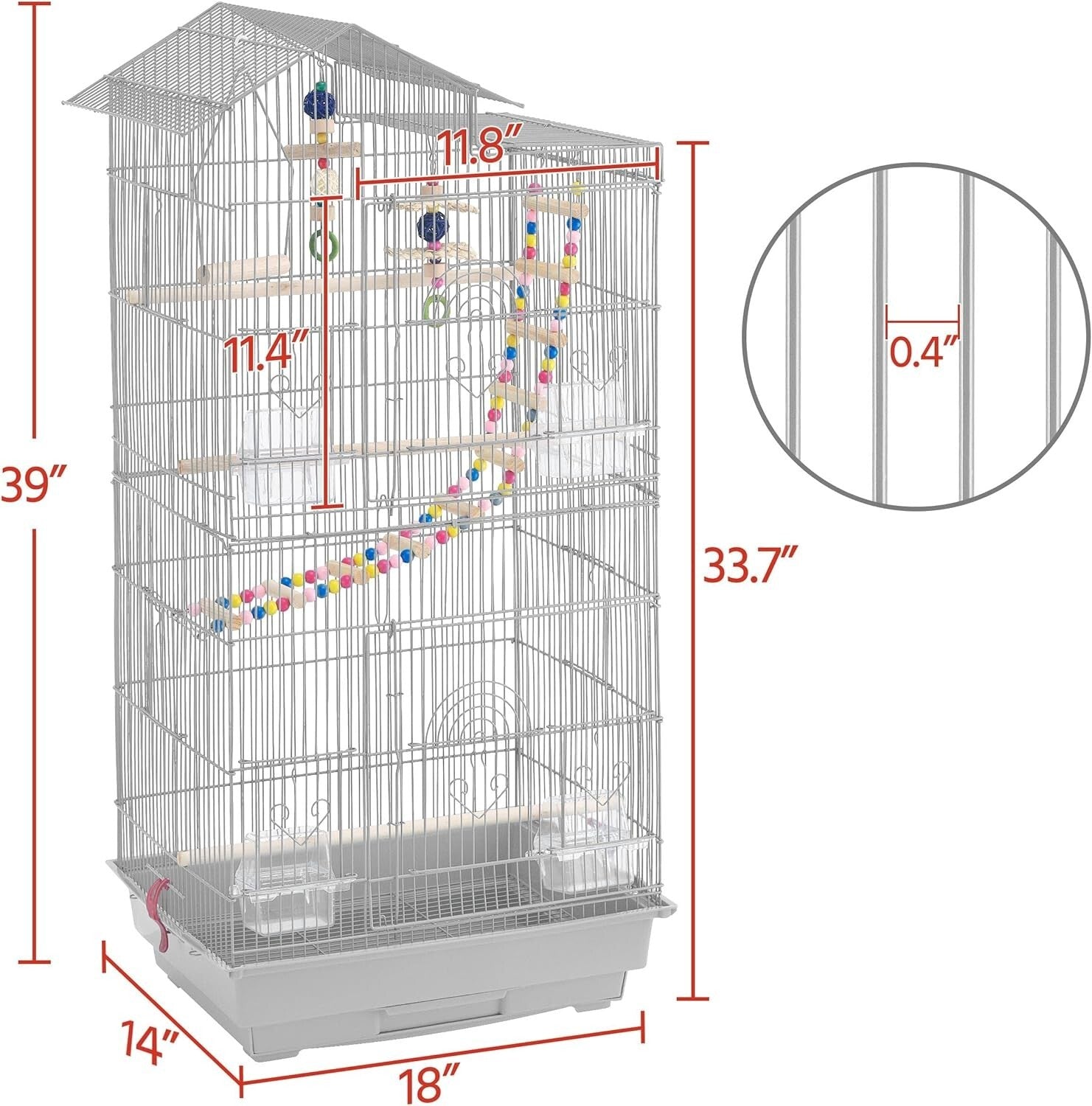 Elegant 39-Inch Bird Cage for Budgies and Finches with Simple Cleaning Features