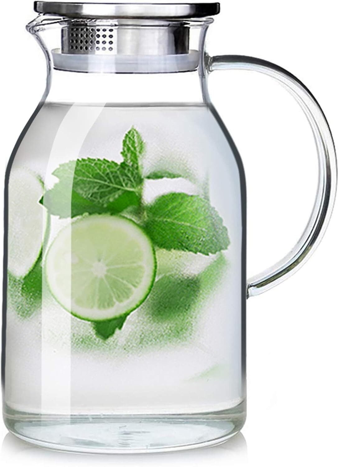 Large Capacity Glass Pitcher - 105OZ Borosilicate for Iced Tea & Hot Beverages