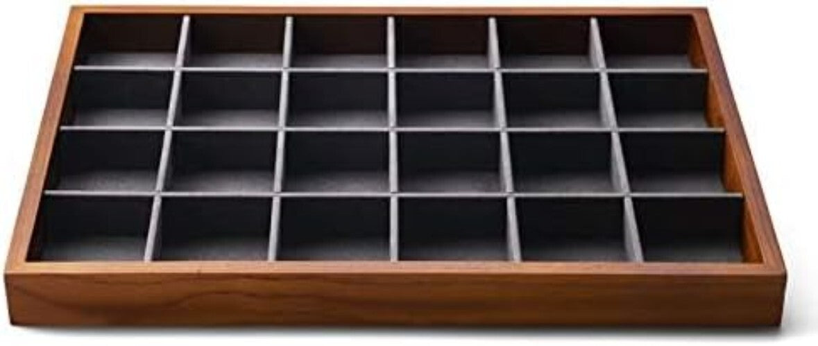 Sturdy 24 Compartment Jewelry Display Tray with Microfiber Interior - Polished
