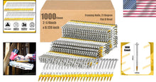 Load image into Gallery viewer, Heavy-Duty 21 Degree Framing Nails: 1000 Pack of Galvanized Ring Shank Nails