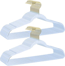 Load image into Gallery viewer, 40 Pack Blue Glitter Hangers with Gold Swivel Hooks - Space Saving &amp; Stylish