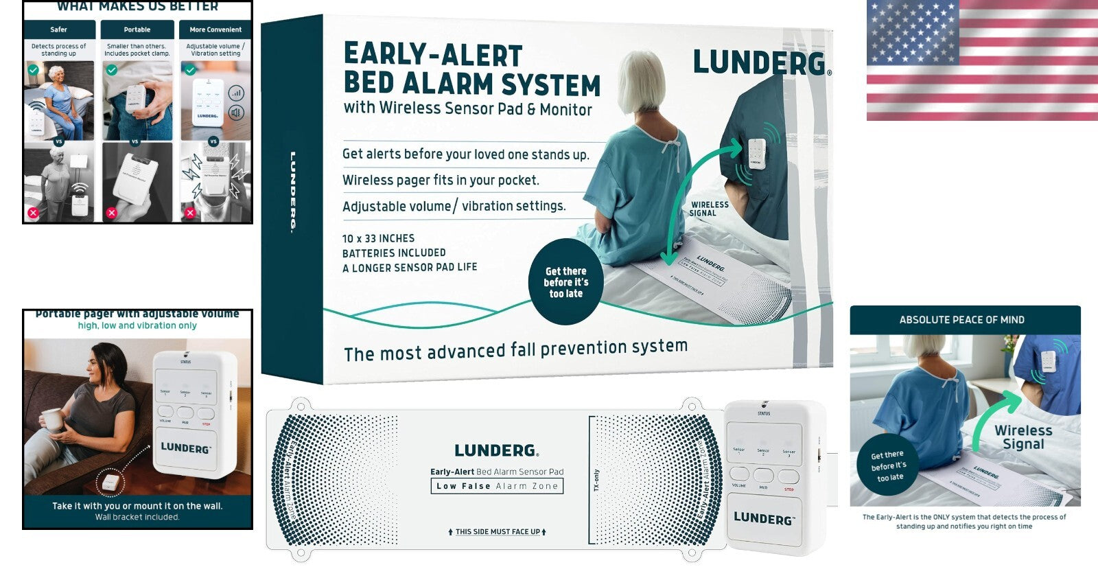 Portable Fall Prevention Bed Alarm for Seniors - Smart Wireless Pager Included