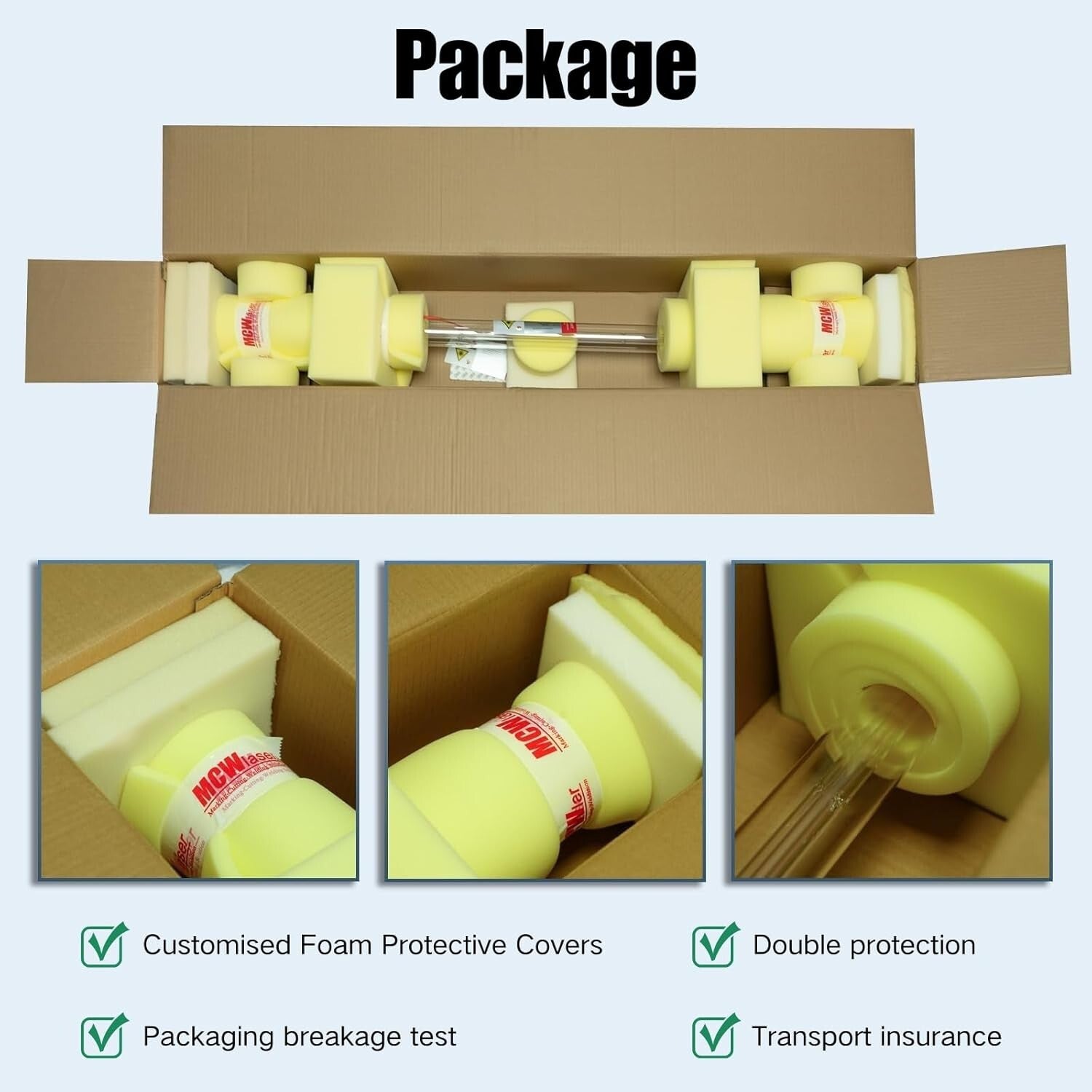 Efficient 90W Glass Laser Tube with Preconnected Ports, 1250mm Long, 80mm Wide