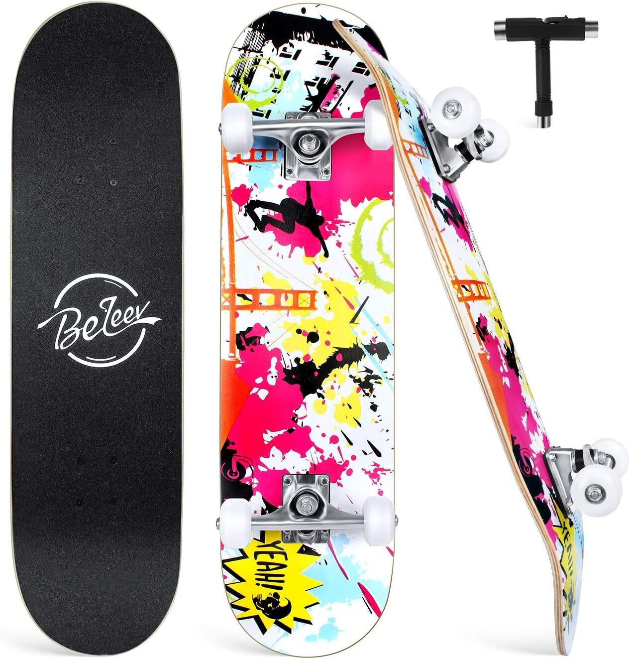 Dynamic 31 Inch Graffiti Skateboard - Non-Slip Deck & PU Wheels for Smooth Rides