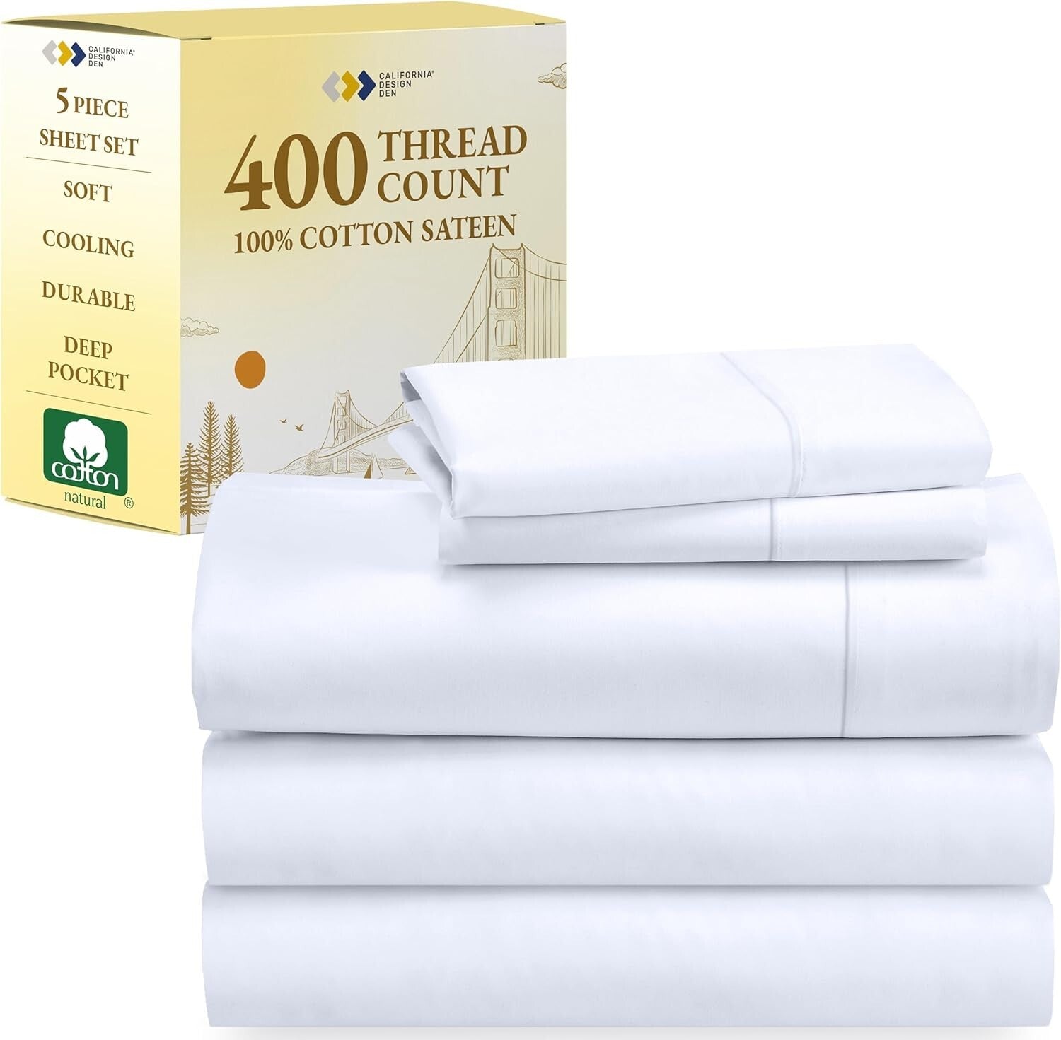 Breathable & Soft 400 TC Split King Sheets with Deep Pockets - Ultimate Comfort