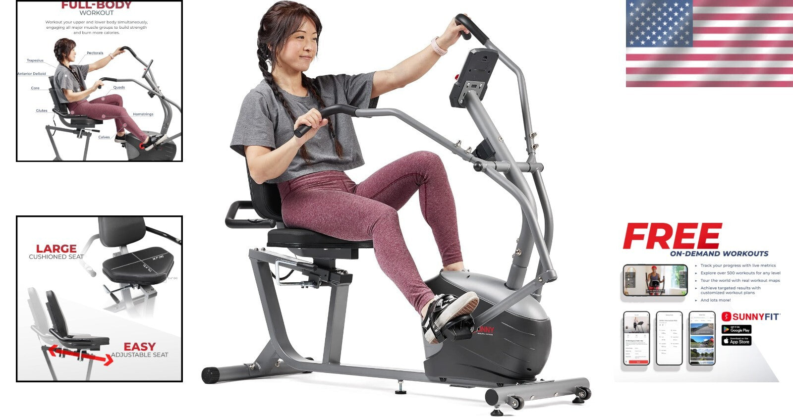 Full-Body Recumbent Bike for Seniors with Magnetic Resistance & Digital Monitor