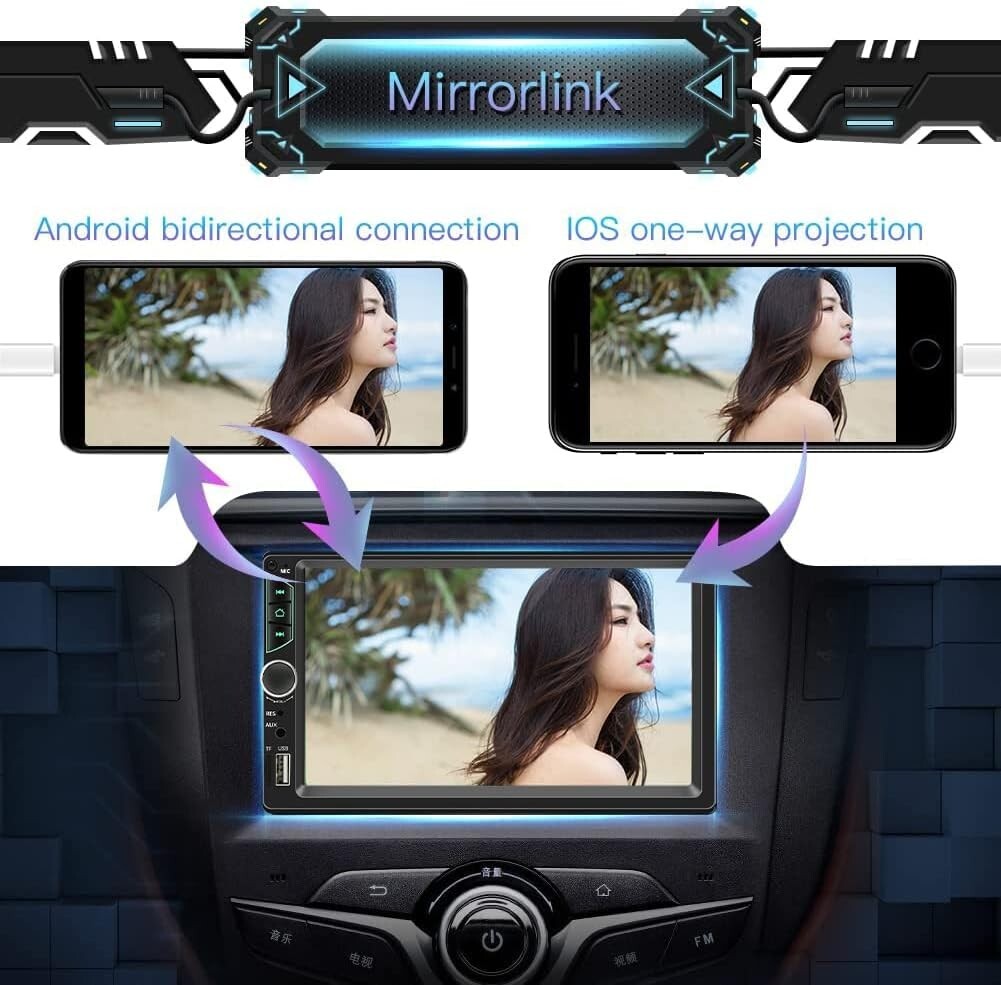 Premium 7-Inch Car Stereo with Bluetooth Hands-Free, Backup Camera Functionality
