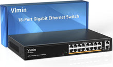 Load image into Gallery viewer, High-Speed 16-Port Ethernet Switch with 1000Mbps Uplinks &amp; Lightning Protection