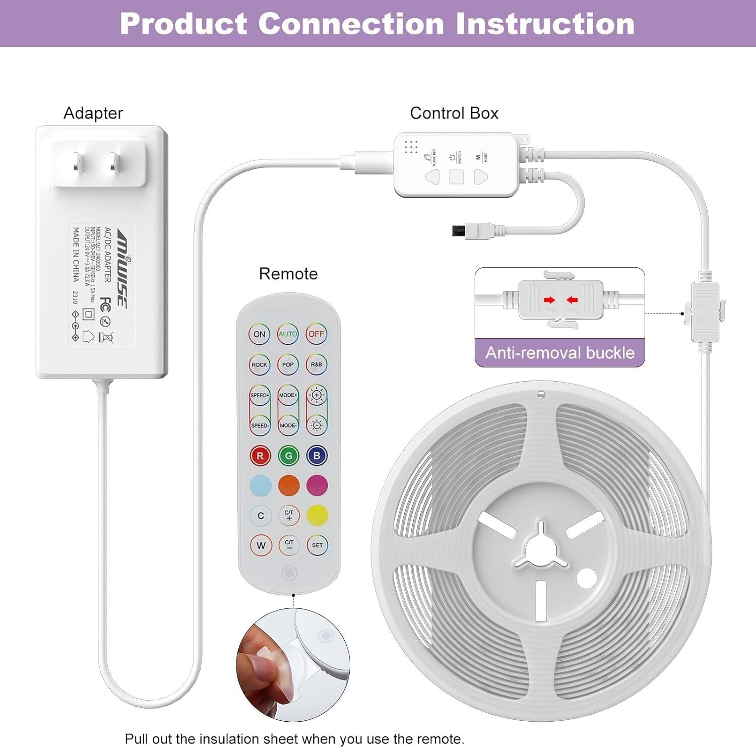 20ft RGB COB LED Strip Light - Voice Controlled, Dimmable, Smart Home Compatible