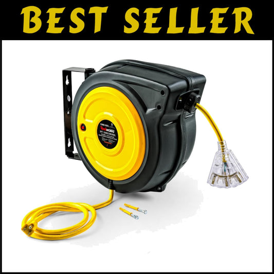 Premium 12AWG x 50ft Extension Cord with Glow Strip & Slow Retraction Technology