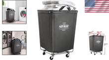 Load image into Gallery viewer, Heavy-Duty Rolling Canvas Laundry Basket - 100 lbs Capacity for Easy Transport