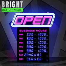 Load image into Gallery viewer, Bright Multi-Color LED Open Sign - Easy Setup with Chains and Hooks Included