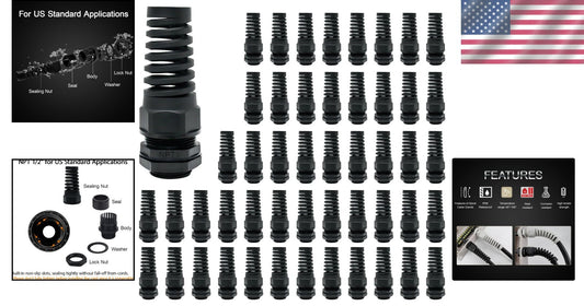 Durable 50-Piece NPT 1/2" Waterproof Cable Glands – Heat & Abrasion Resistant