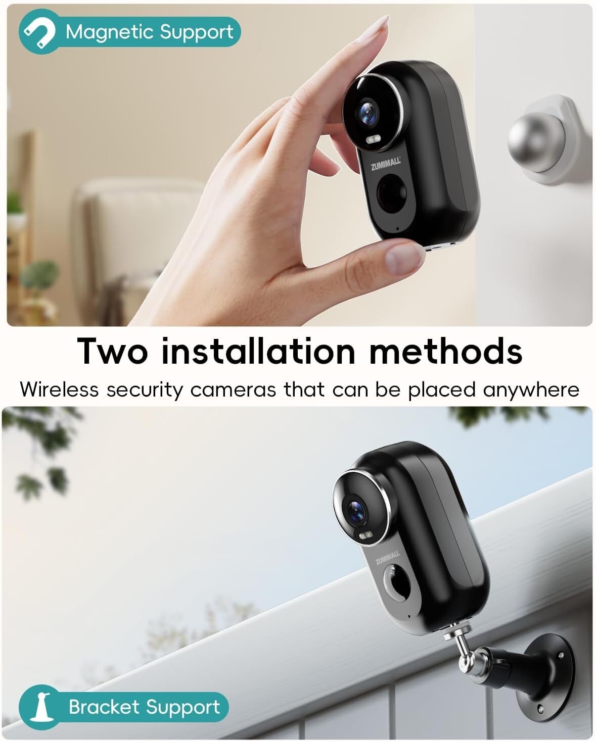 2-Pack Wireless Outdoor Security Cameras with 2K Night Vision & Magnetic Mount