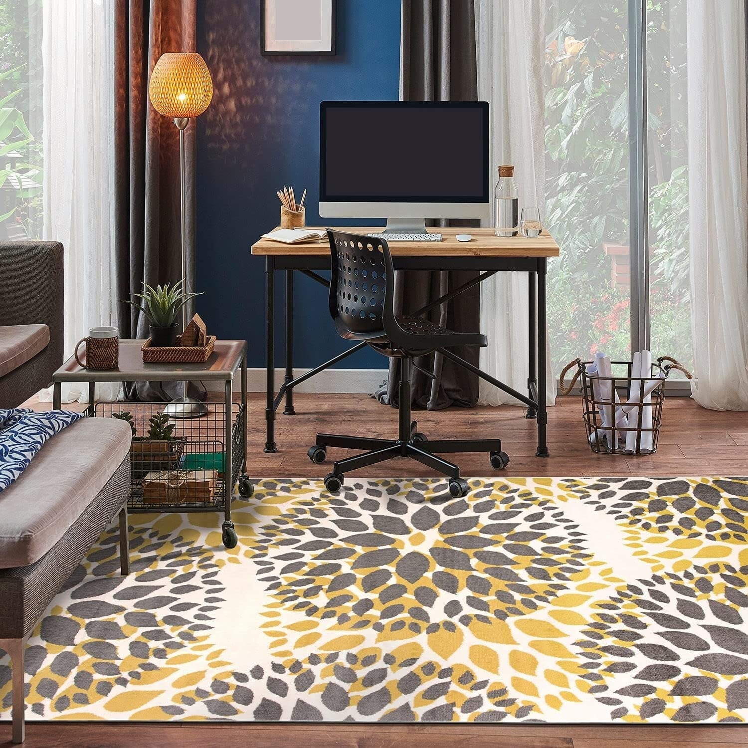 Elegant Yellow Floral Area Rug 5' x 7' - Soft, Durable, and Stylish Choice