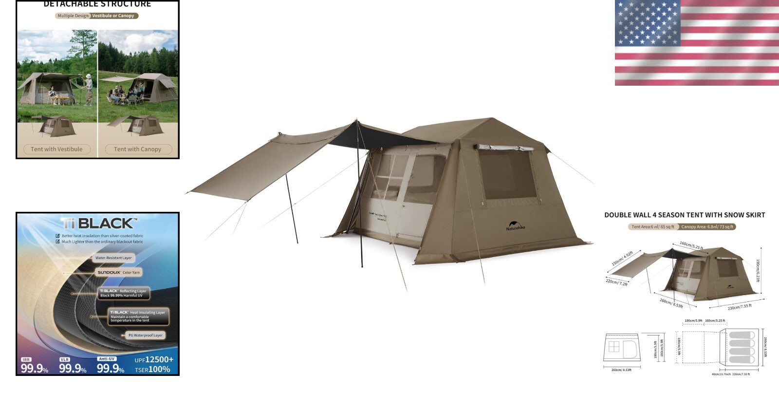 All-Season Instant Tent for 4 - Waterproof & UV Protection for Family Adventures