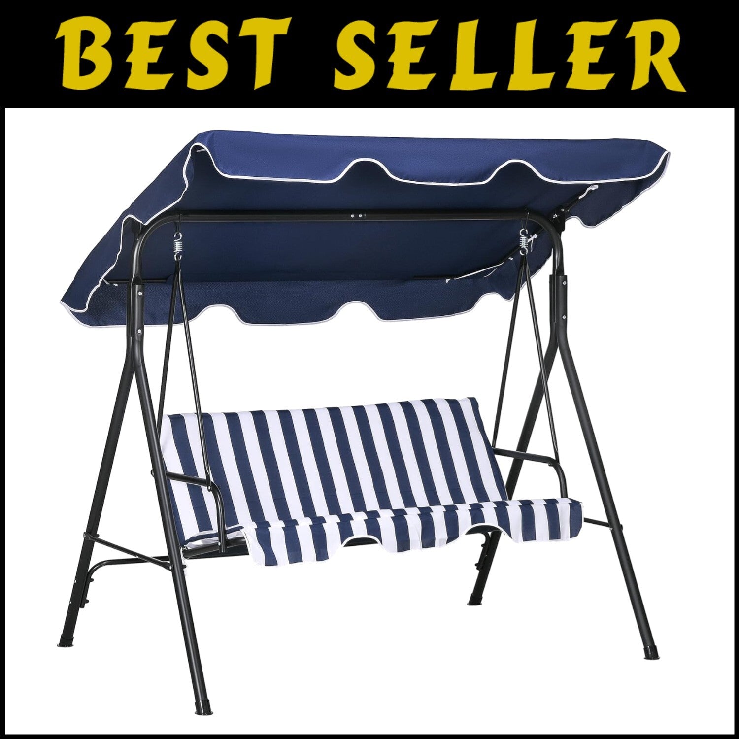 Premium 3-Seat Outdoor Swing Chair - Cushioned & Weather-Resistant with Canopy