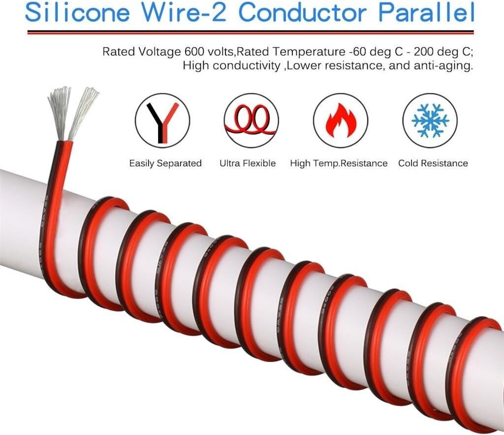 500ft 20 AWG Silicone Wire: Flexible Red & Black - Ideal for LED and Models