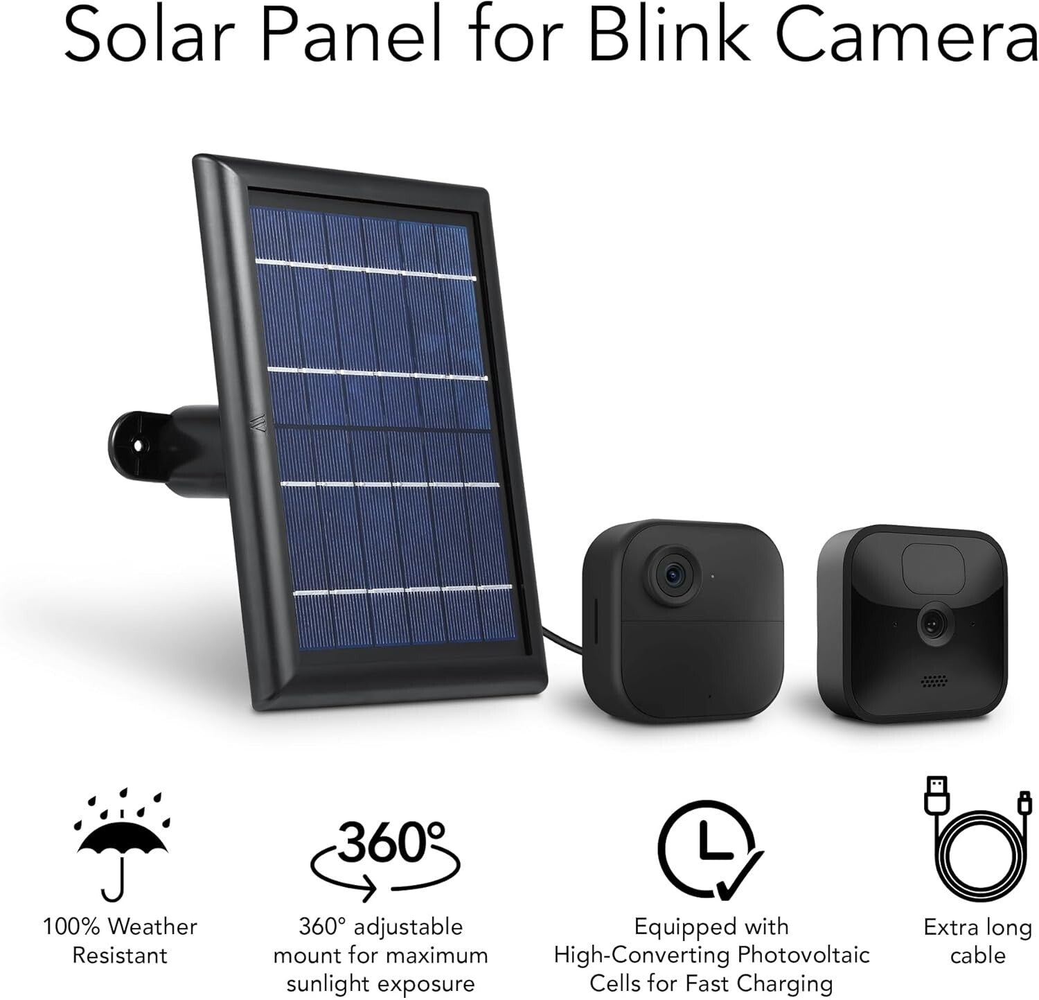 Weatherproof 2-Pack Solar Panels with Internal Battery for Blink Outdoor Cams