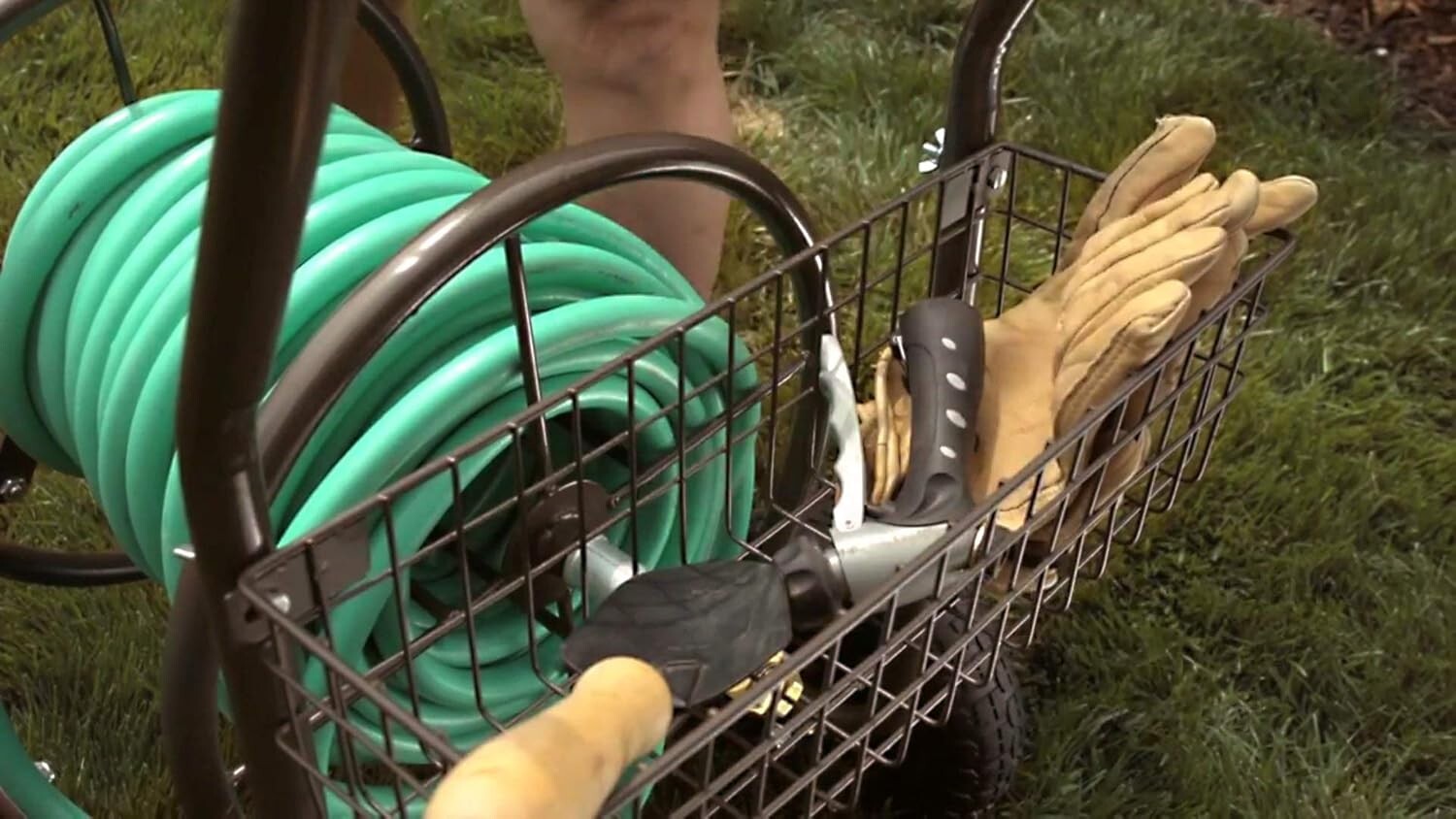 Durable 250' Capacity Water Hose Reel Cart on Four Wheels - Convenient & Stylish