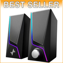 Load image into Gallery viewer, USB Powered Hi-Fi Stereo Computer Speakers with 6 Lighting Modes and Bass Boost