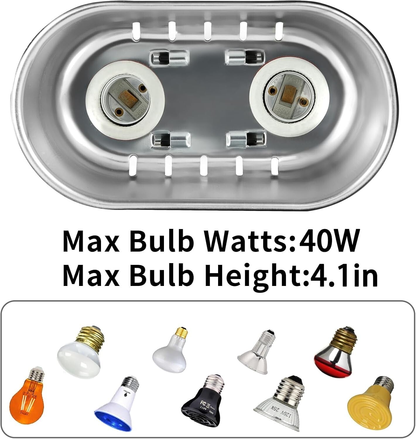 Premium Aluminum Dual Heat Lamp for Reptiles with 60W Basking & Infrared Light