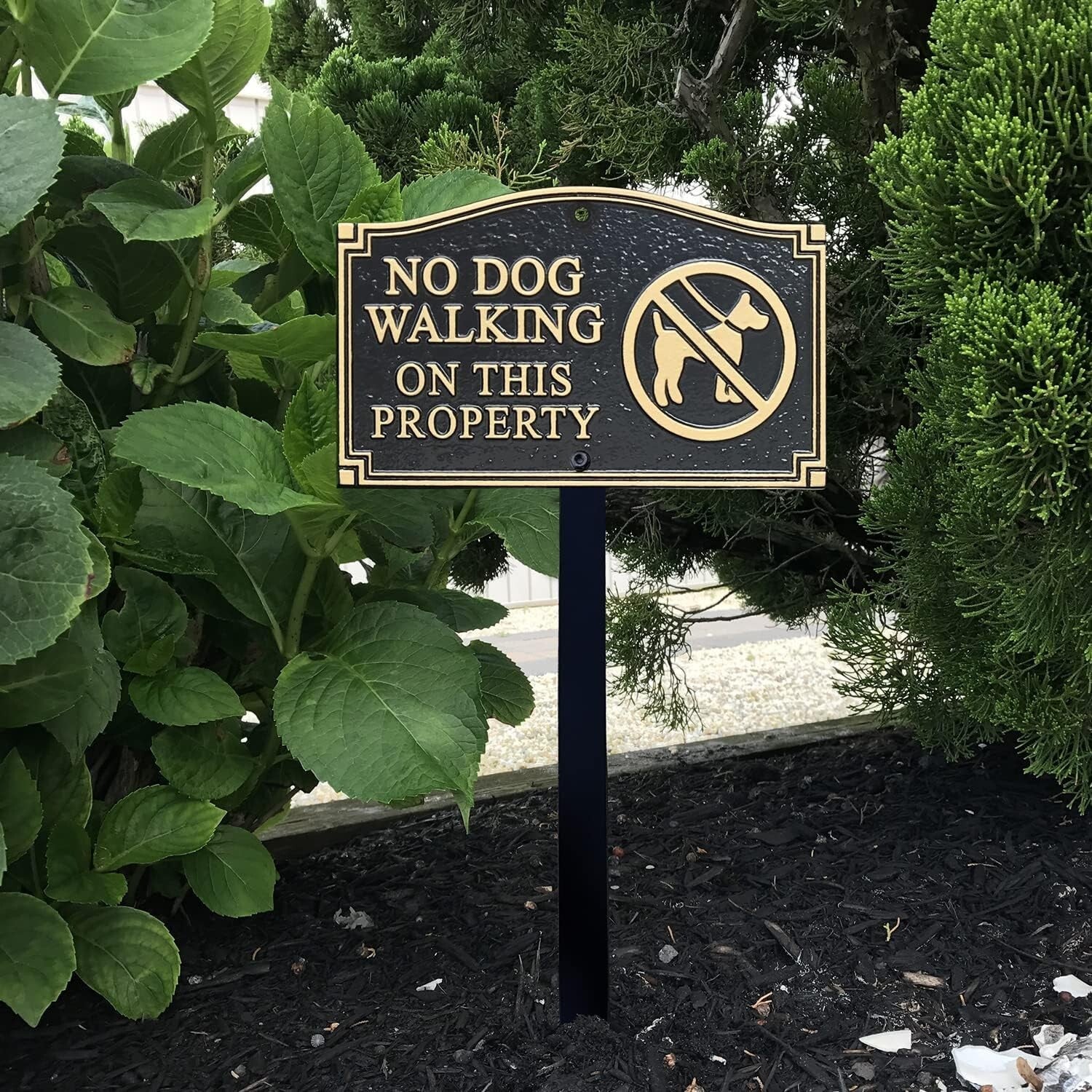 Elegant No Dog Walking on This Property Sign - 5.75x9.5" Rectangular Design