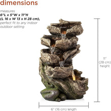 Load image into Gallery viewer, 5-Tier Brown Indoor Waterfall Fountain: Tranquil Tabletop Decor with Lights