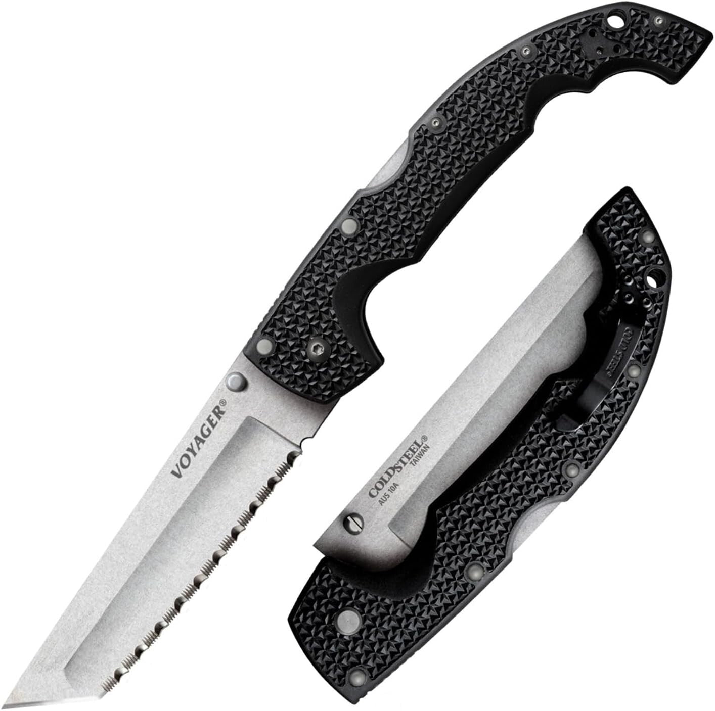 Durable XL Voyager Folding Knife with Serrated Tanto Blade for Everyday Carry