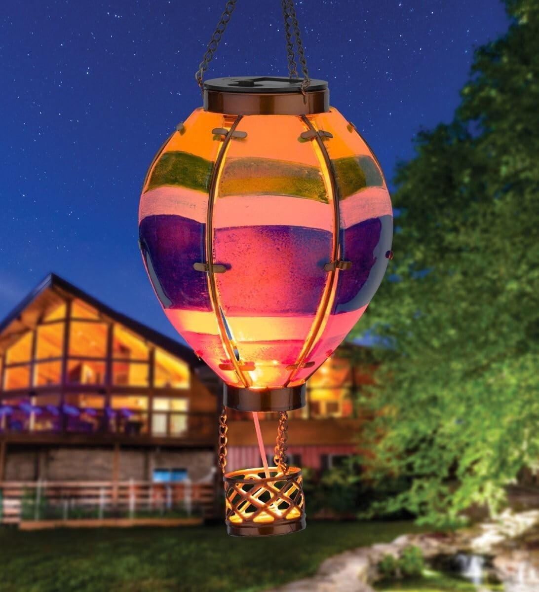 Decorative Solar-Powered Hot Air Balloon Lantern – Unique Gift for Garden Lovers