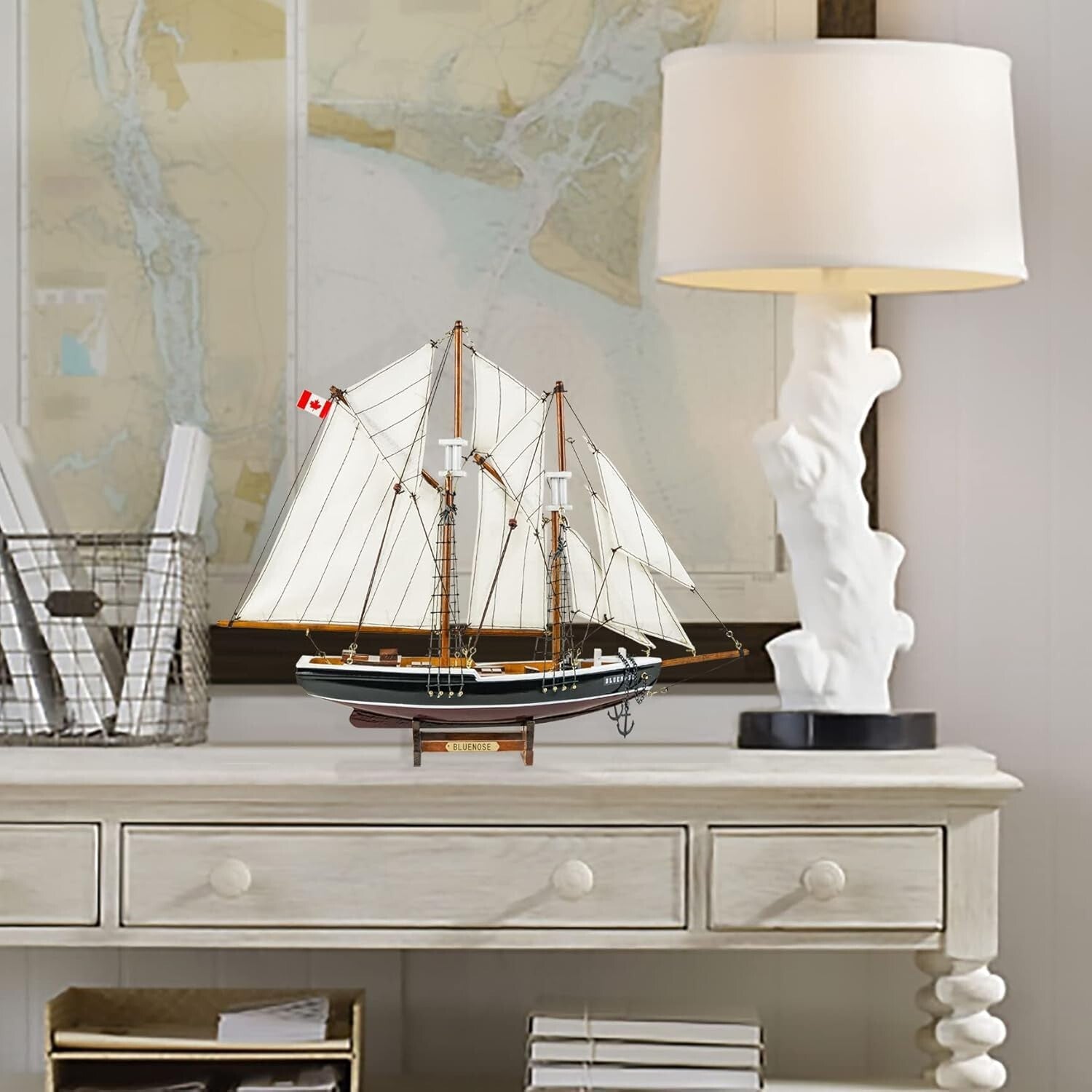 Timeless Black & Red Bluenose Wooden Schooner Model - Perfect Nautical Gift