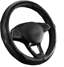 Load image into Gallery viewer, Easy Clean Black Leather Steering Wheel Cover 15.5-16 Inch for Truck Interiors