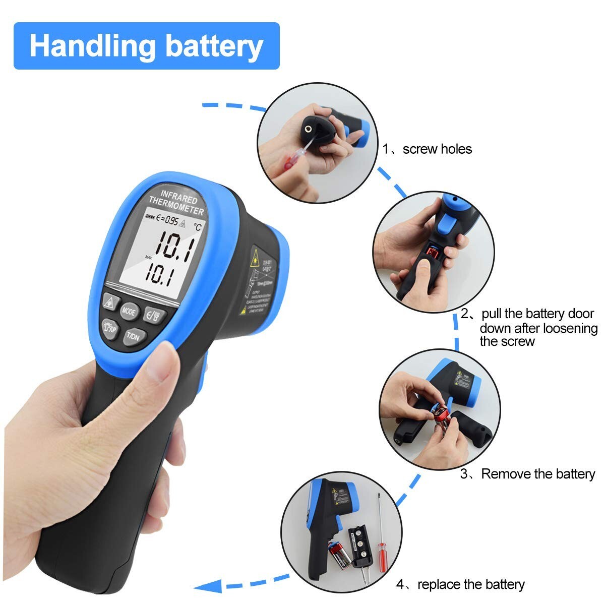 30:1 Distance Spot Ratio Laser Thermometer Gun -58℉ to 2732℉ Temperature Range