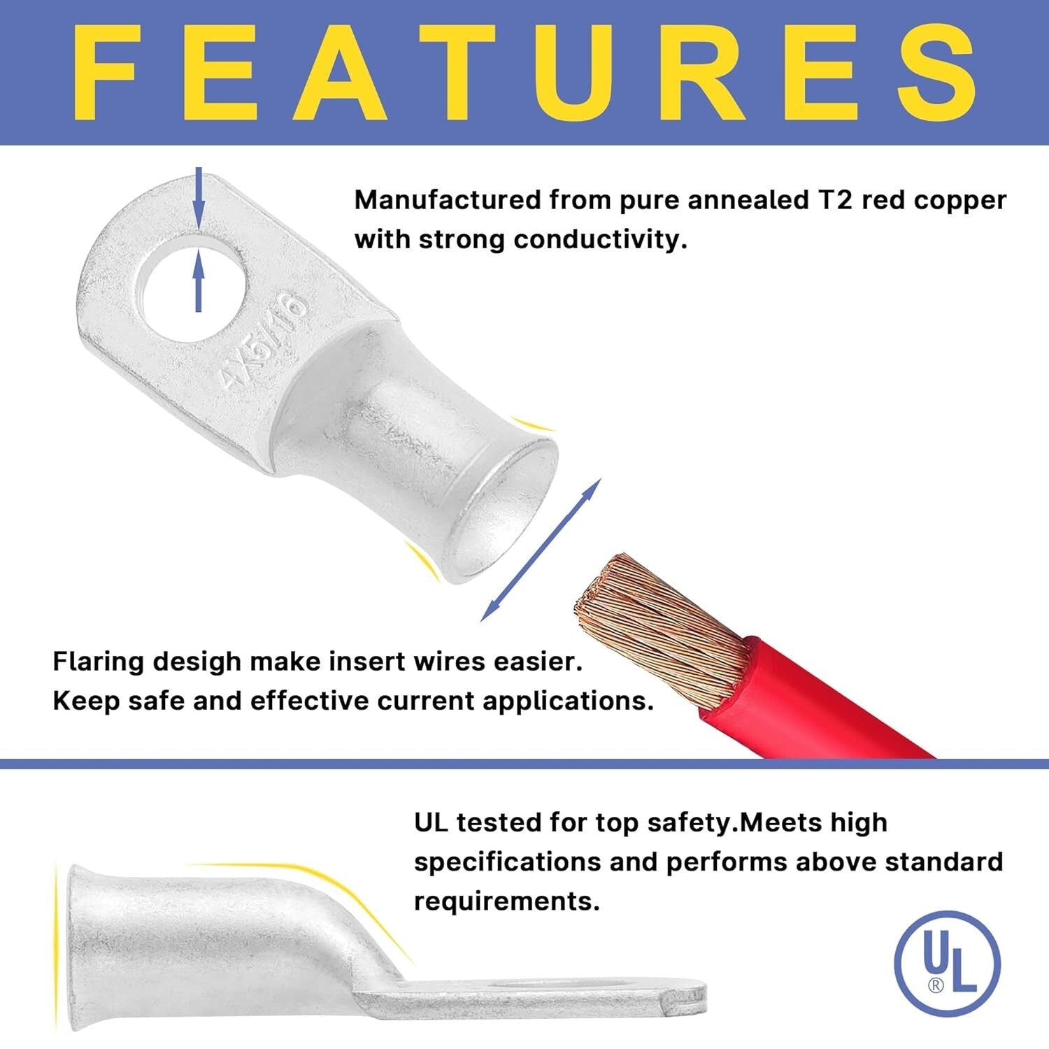 Complete 220PCS Tinned Copper Terminal Kit with Heavy-Duty Connectors & Tubing