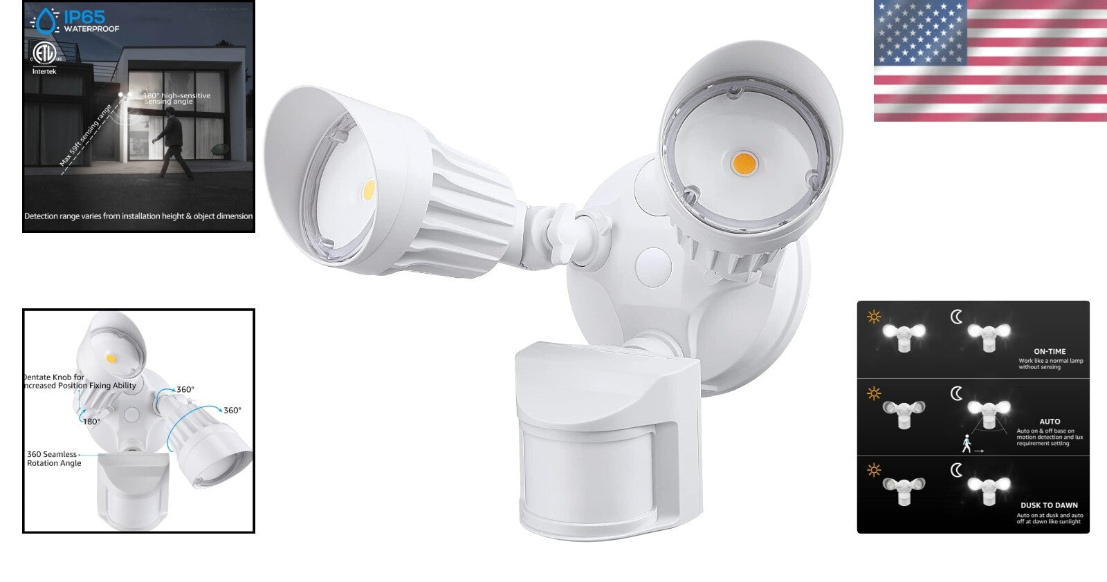Energy-Saving Motion Detector LED Security Light with Dusk to Dawn Function
