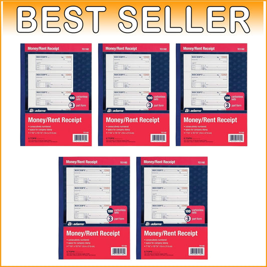 Enhanced Carbonless Money & Rent Receipt Books - 5 Pack, 100 Sets Each