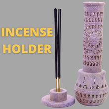 Load image into Gallery viewer, Intricate Floral Carved Soapstone Incense Tower &amp; Tea Light Stand for Gifting