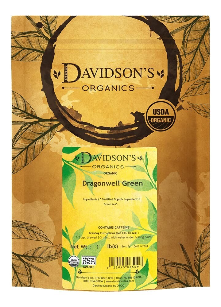 16 Oz USDA Certified Organic Dragonwell Green Loose Leaf Tea - Sweet & Nutty