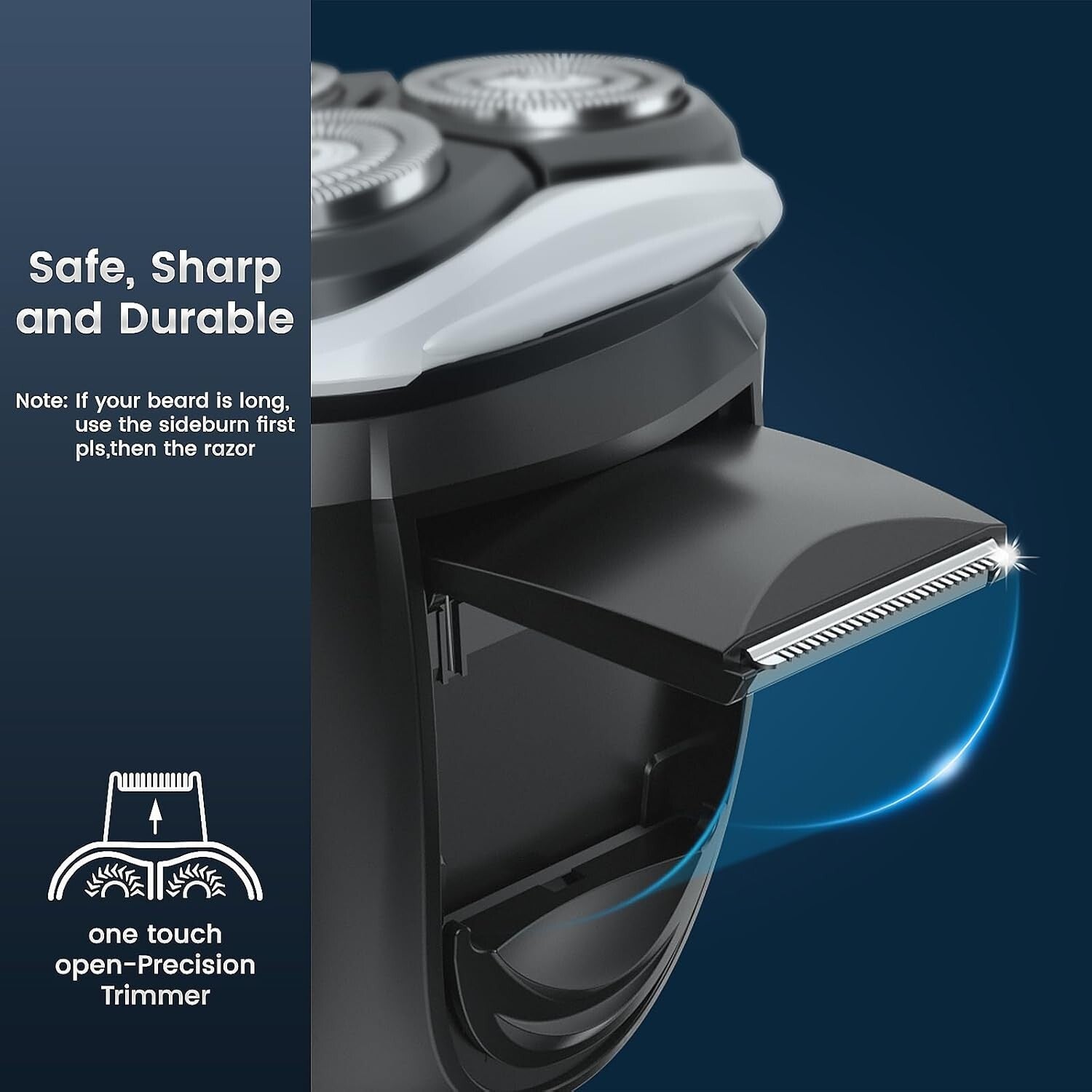 Wet & Dry Rotary Electric Shaver with Pop-up Trimmer - Fast Charging & Cordless