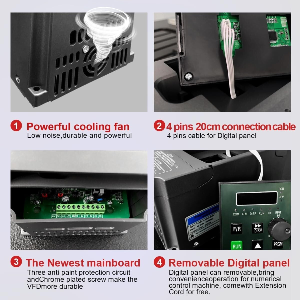 10A 2.2KW VFD Inverter for CNC & Spindle Speed Control, 220V 3 Phase Output