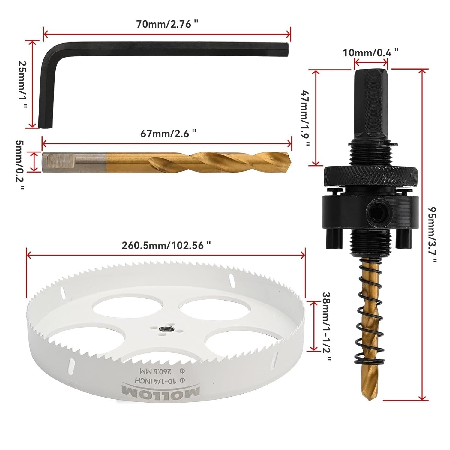 Durable 260.5mm HSS M42 Hole Saw - Effortless Cutting for Professionals & DIY