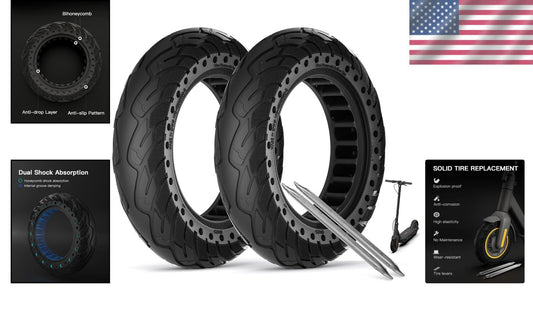 High-Performance 10x2.5 inch Honeycomb Solid Tires for Ninebot MAX & Hiboy S2