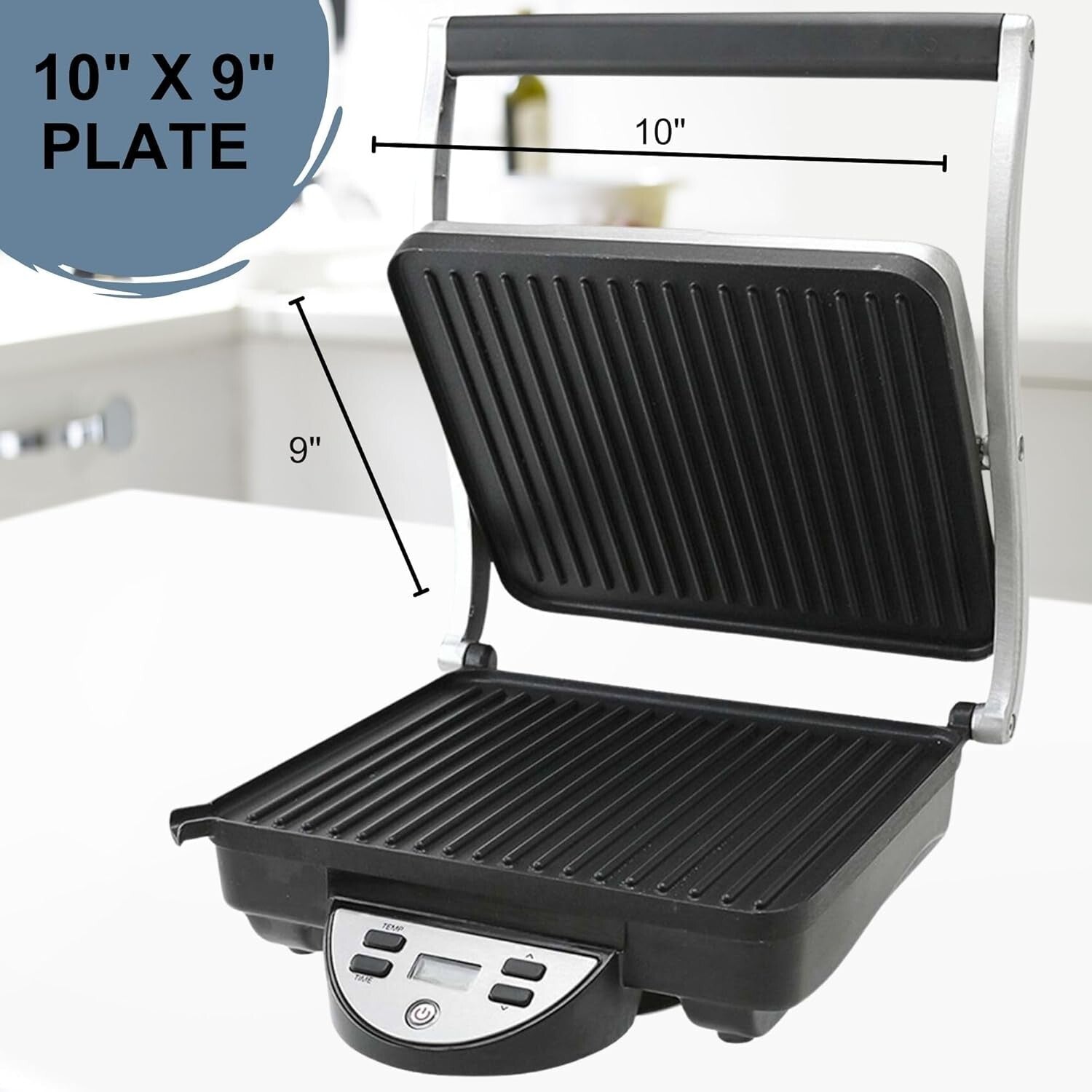Compact Electric Panini Press with Automatic Timer - Ideal for Small Spaces