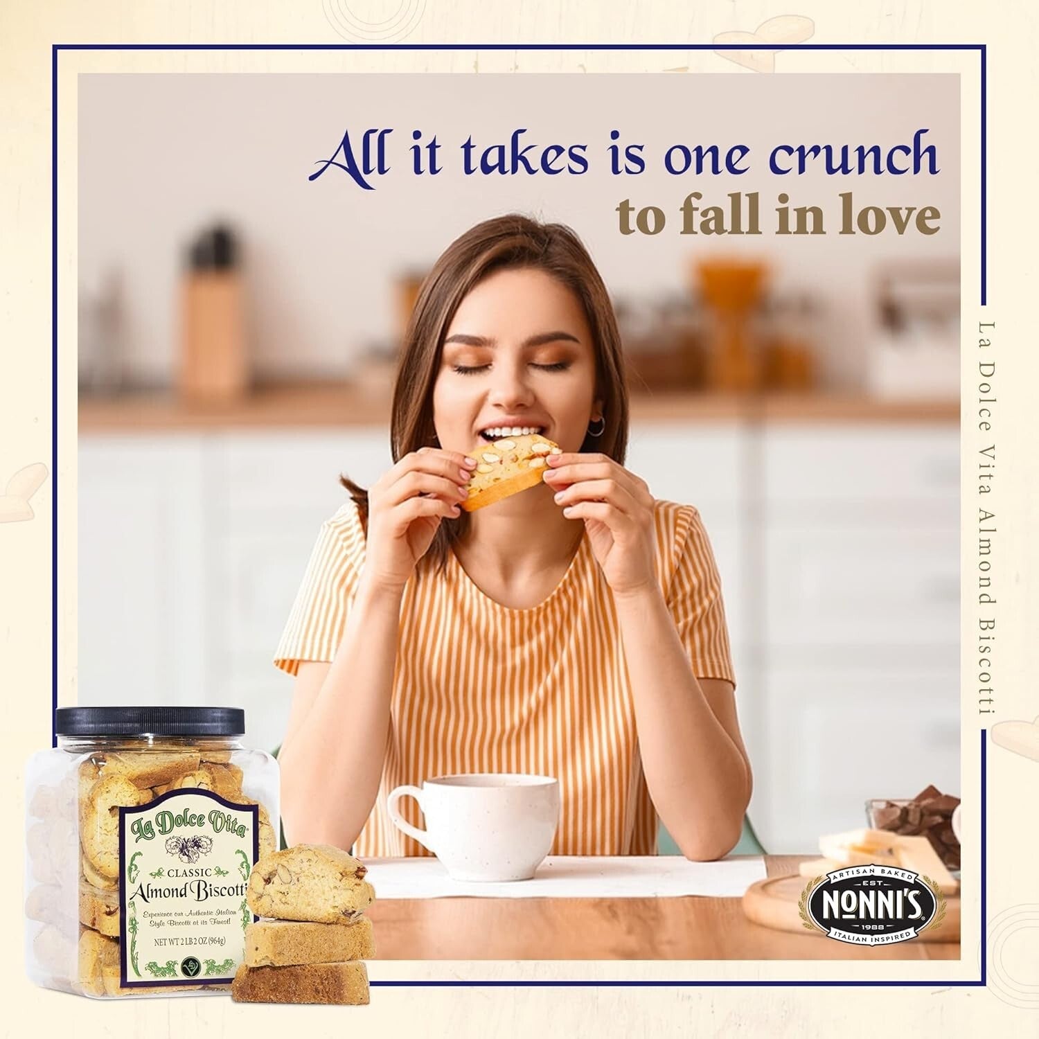 Deliciously Crunchy Italian Almond Biscotti - 4x34oz Perfect for Coffee Lovers